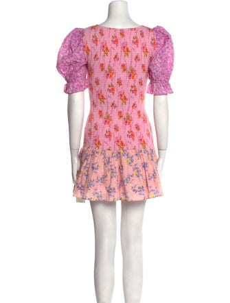 LoveShackFancy Floral Print Mini Dress