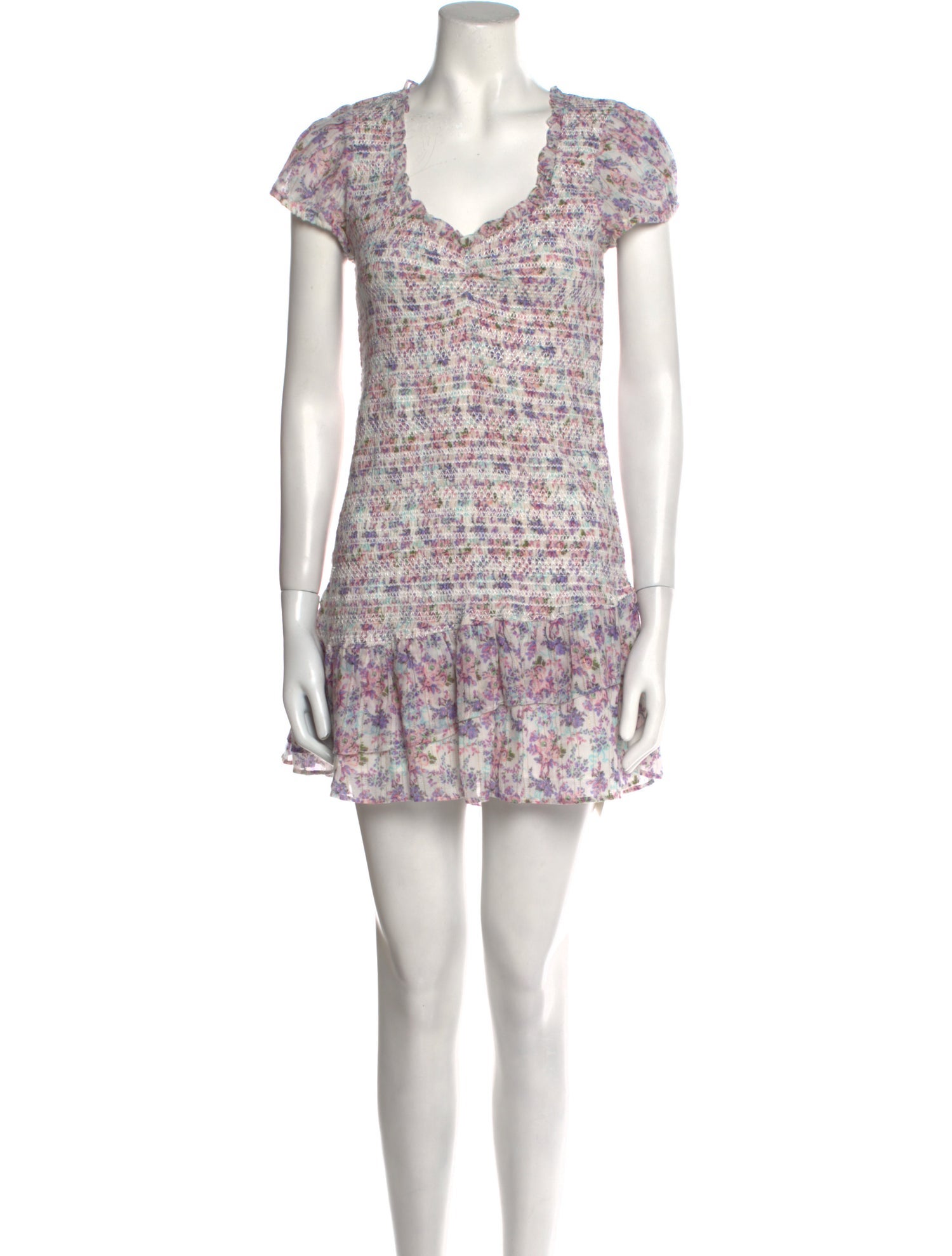 LoveShackFancy Floral Print Mini Dress