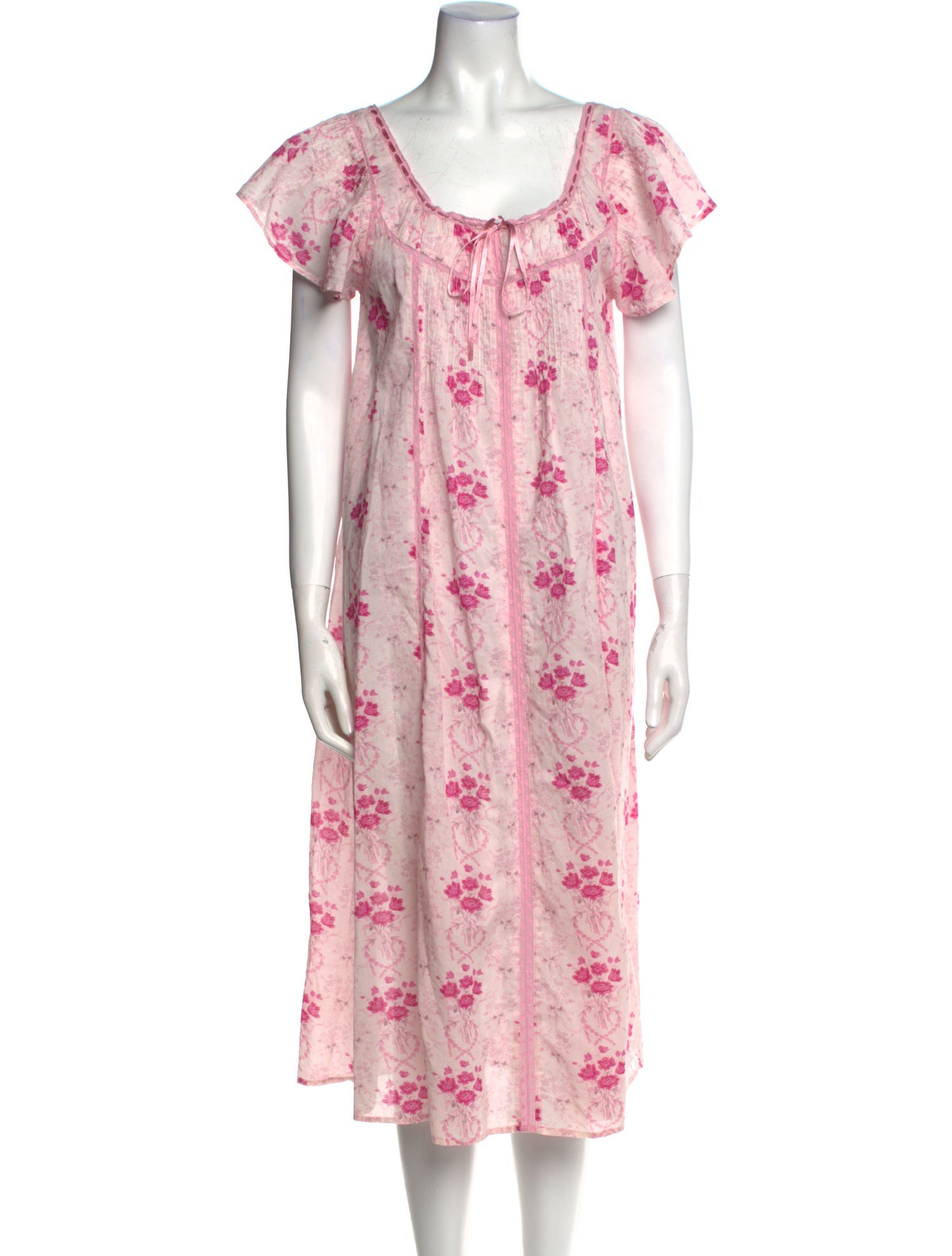 LoveShackFancy Floral Print Midi Length Dress