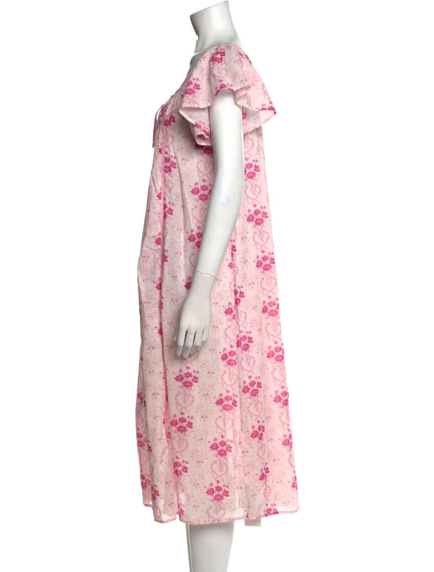 LoveShackFancy Floral Print Midi Length Dress