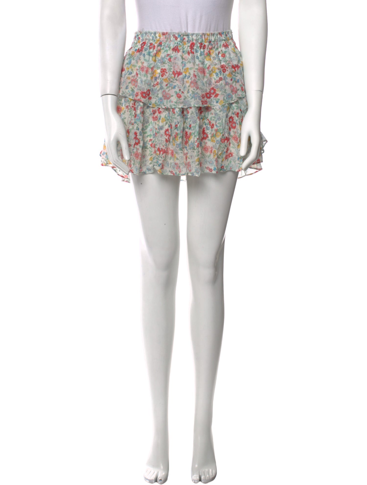 LoveShackFancy Floral Print Mini Skirt