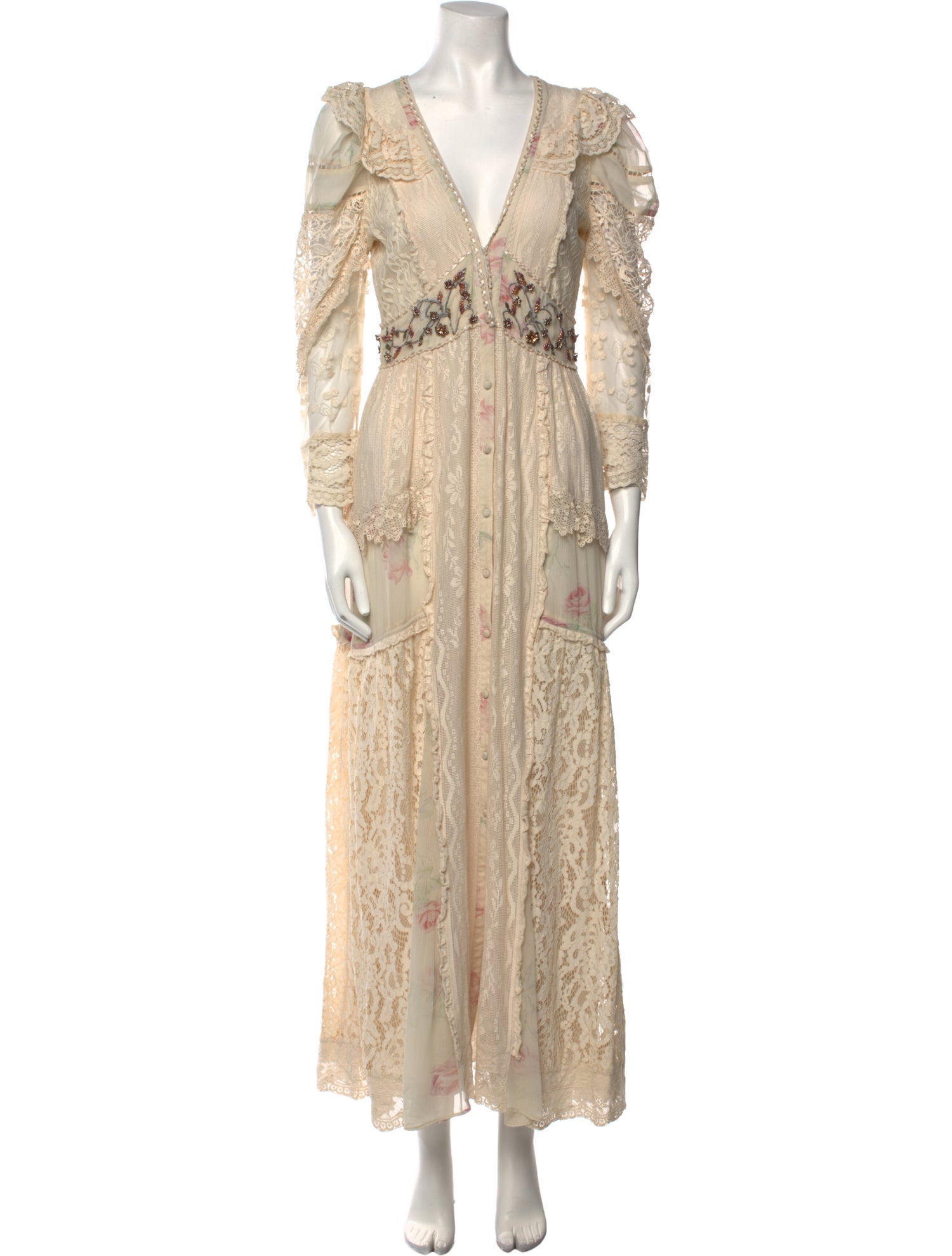 LoveShackFancy Lace Pattern Long Dress