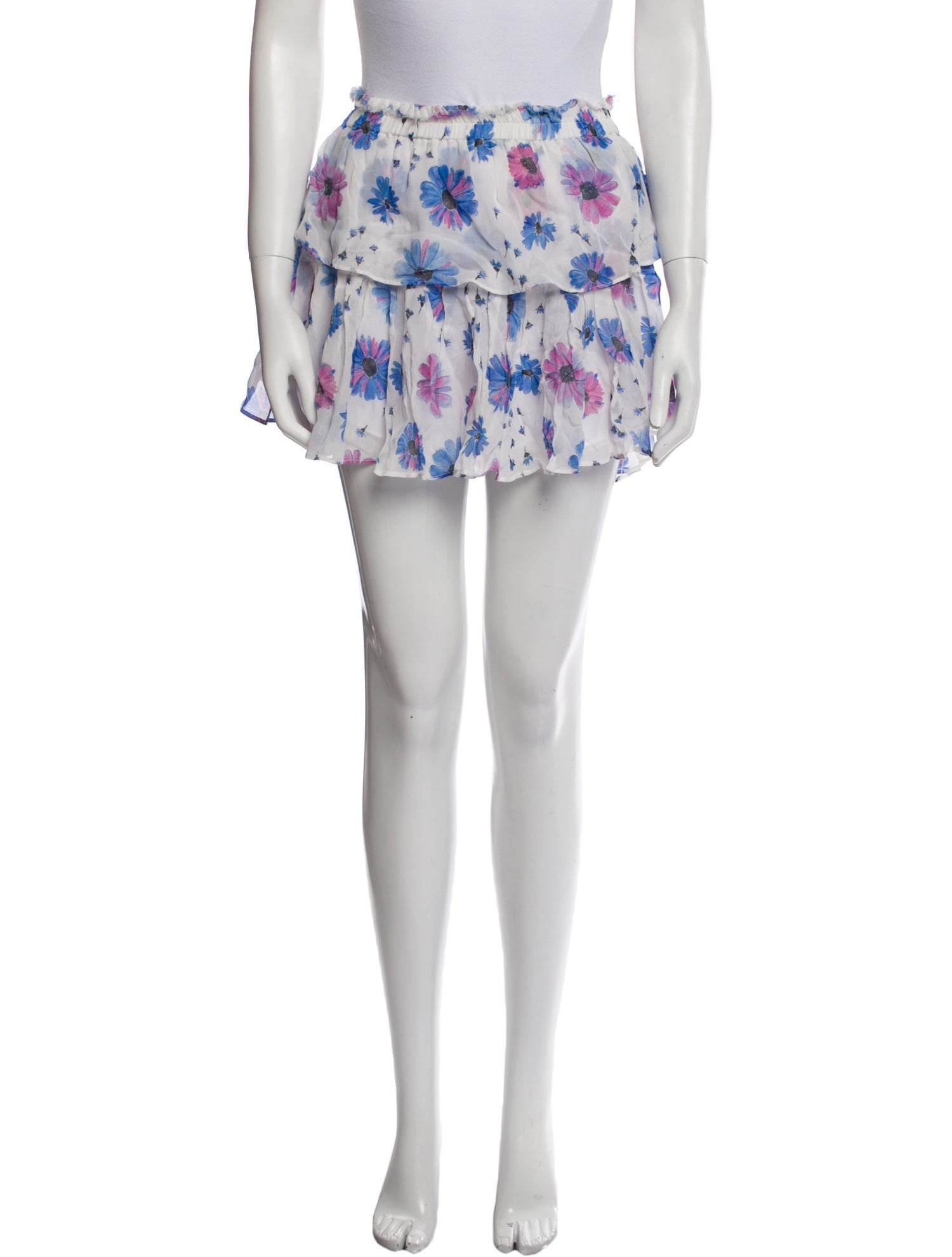 LoveShackFancy Floral Print Mini Skirt