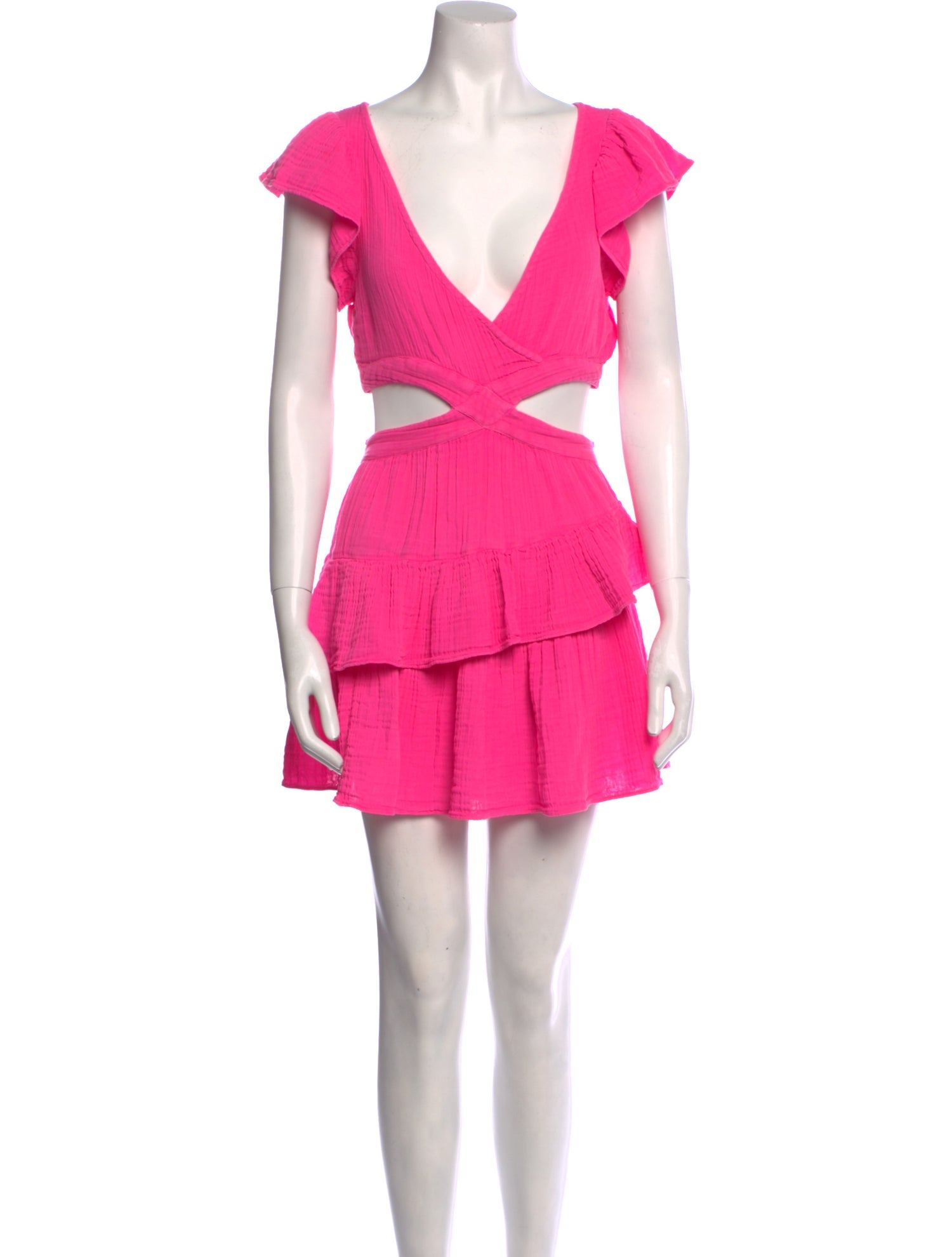 LoveShackFancy Plunge Neckline Mini Dress