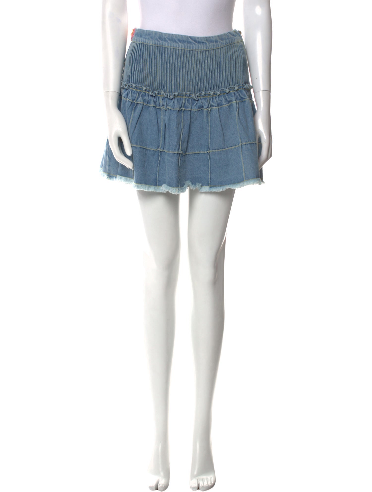 LoveShackFancy Embroidered Accent Mini Skirt