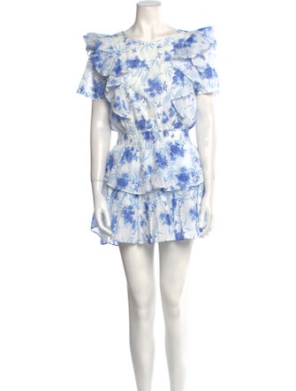 LoveShackFancy Floral Print Mini Dress