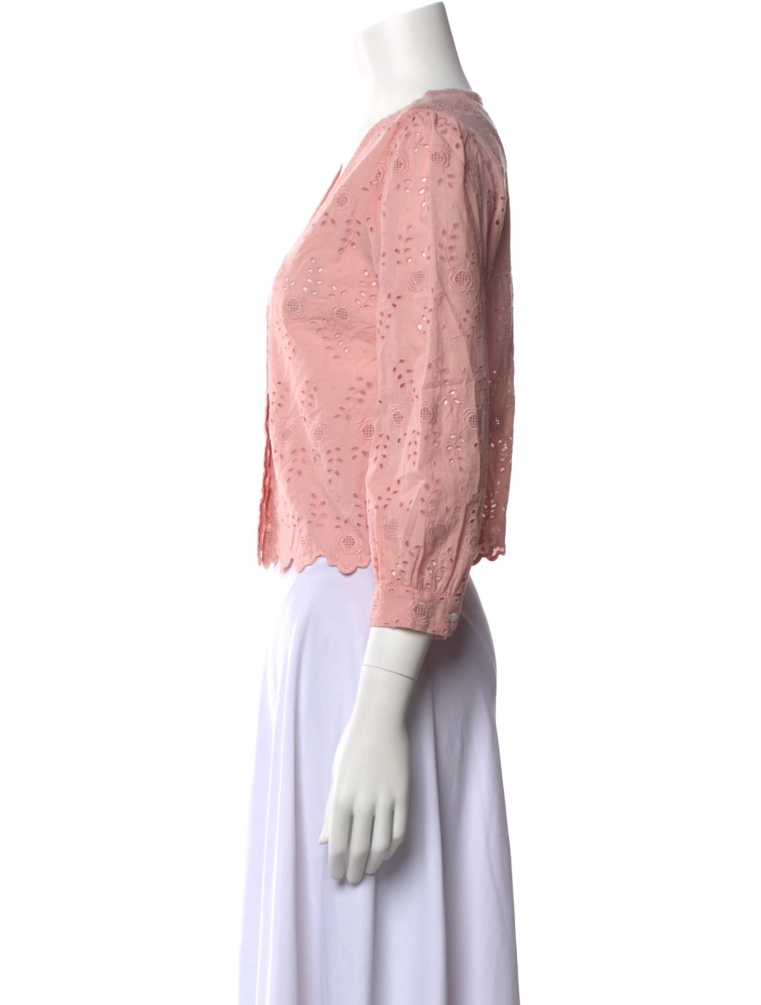 LoveShackFancy Lace Pattern V-Neck Crop Top