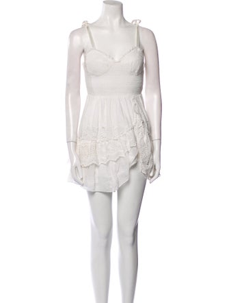 LoveShackFancy V-Neck Mini Dress