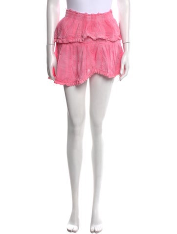 LoveShackFancy Skirts Embroidered Accent Mini Skirt S