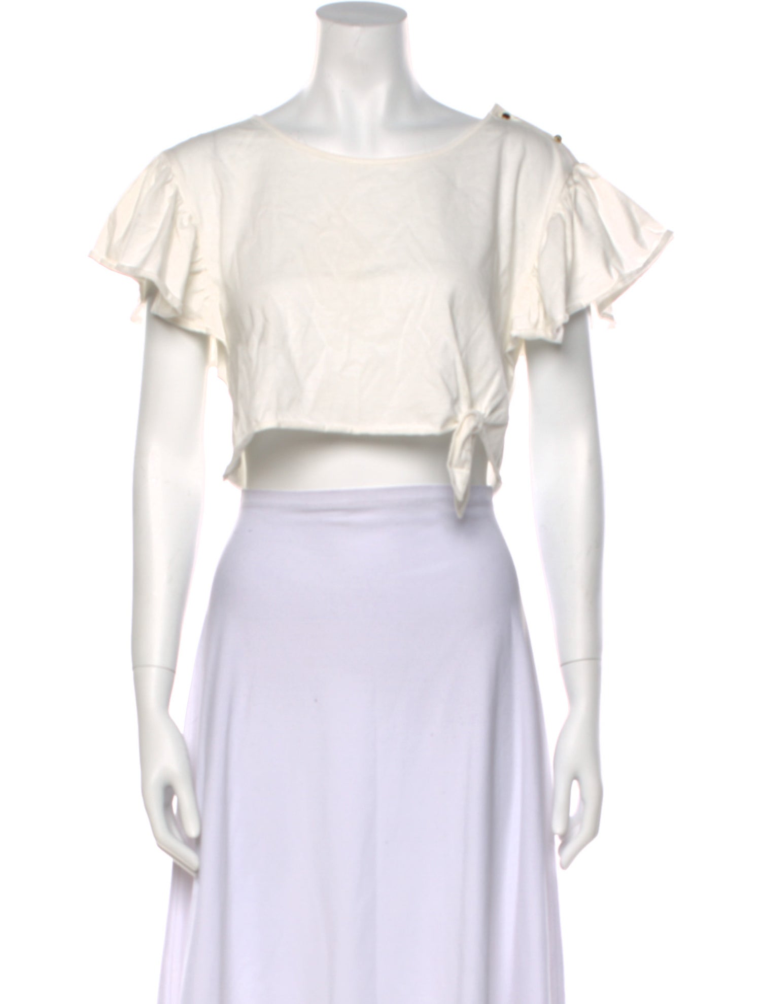 LoveShackFancy Bateau Neckline Short Sleeve Crop Top