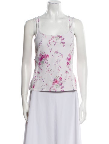 LoveShackFancy Tops Floral Print V-Neck Top XL