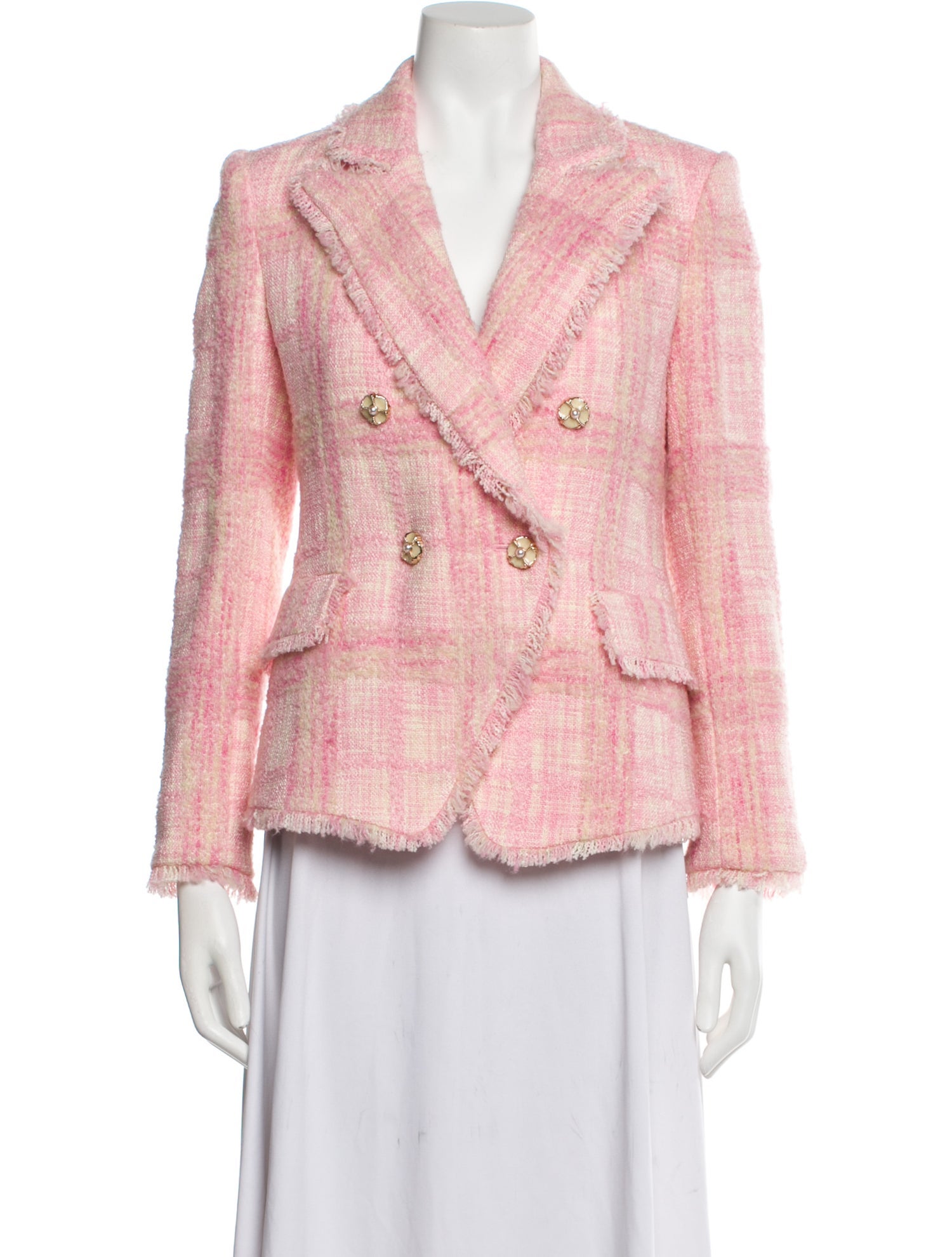 LoveShackFancy Wool Plaid Print Blazer