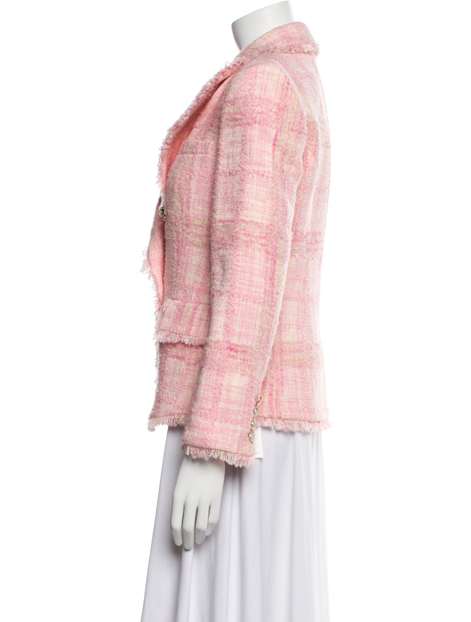 LoveShackFancy Wool Plaid Print Blazer