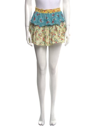 LoveShackFancy Floral Print Mini Skirt