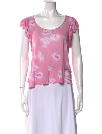 LoveShackFancy Floral Print Scoop Neck Top