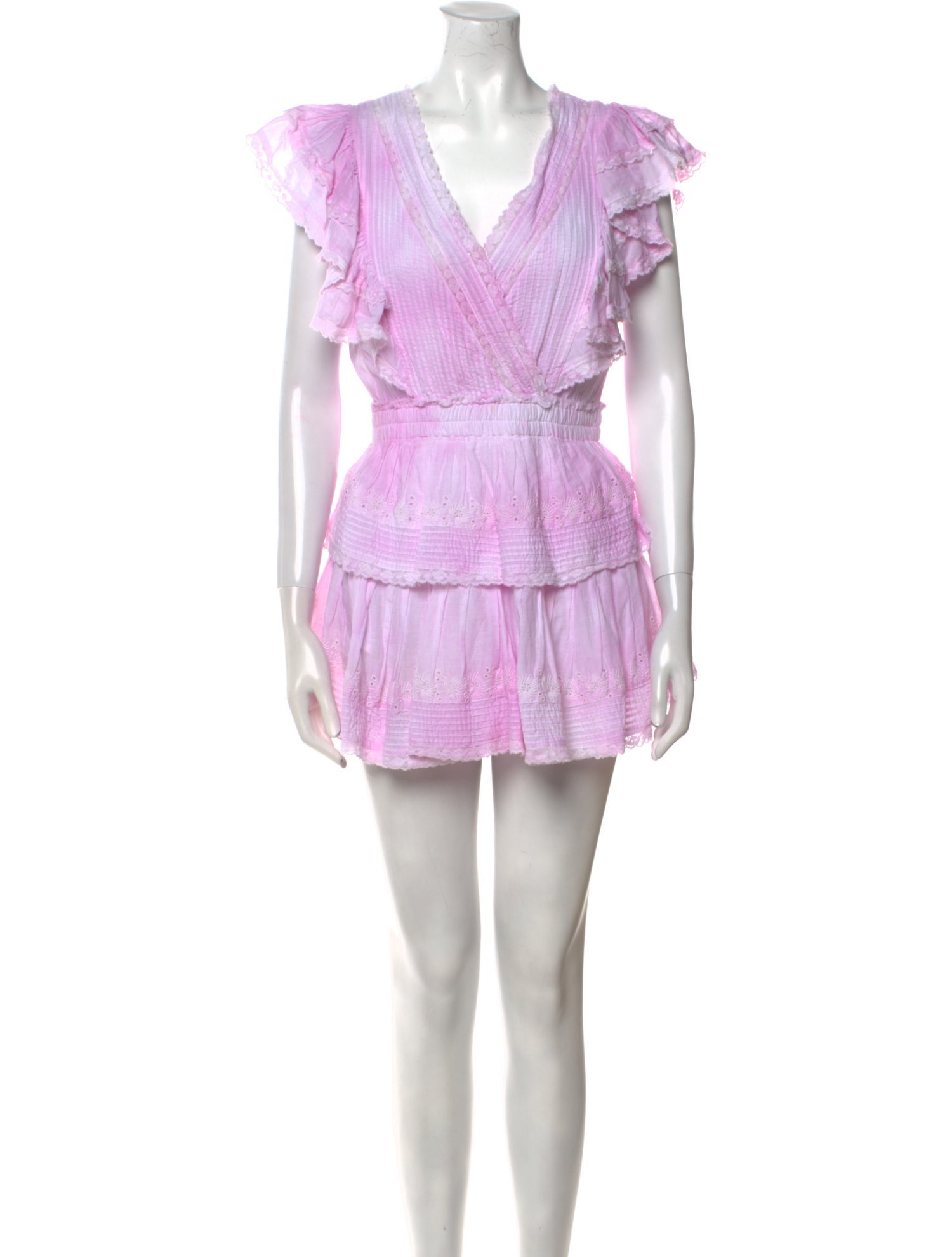 LoveShackFancy V-Neck Mini Dress