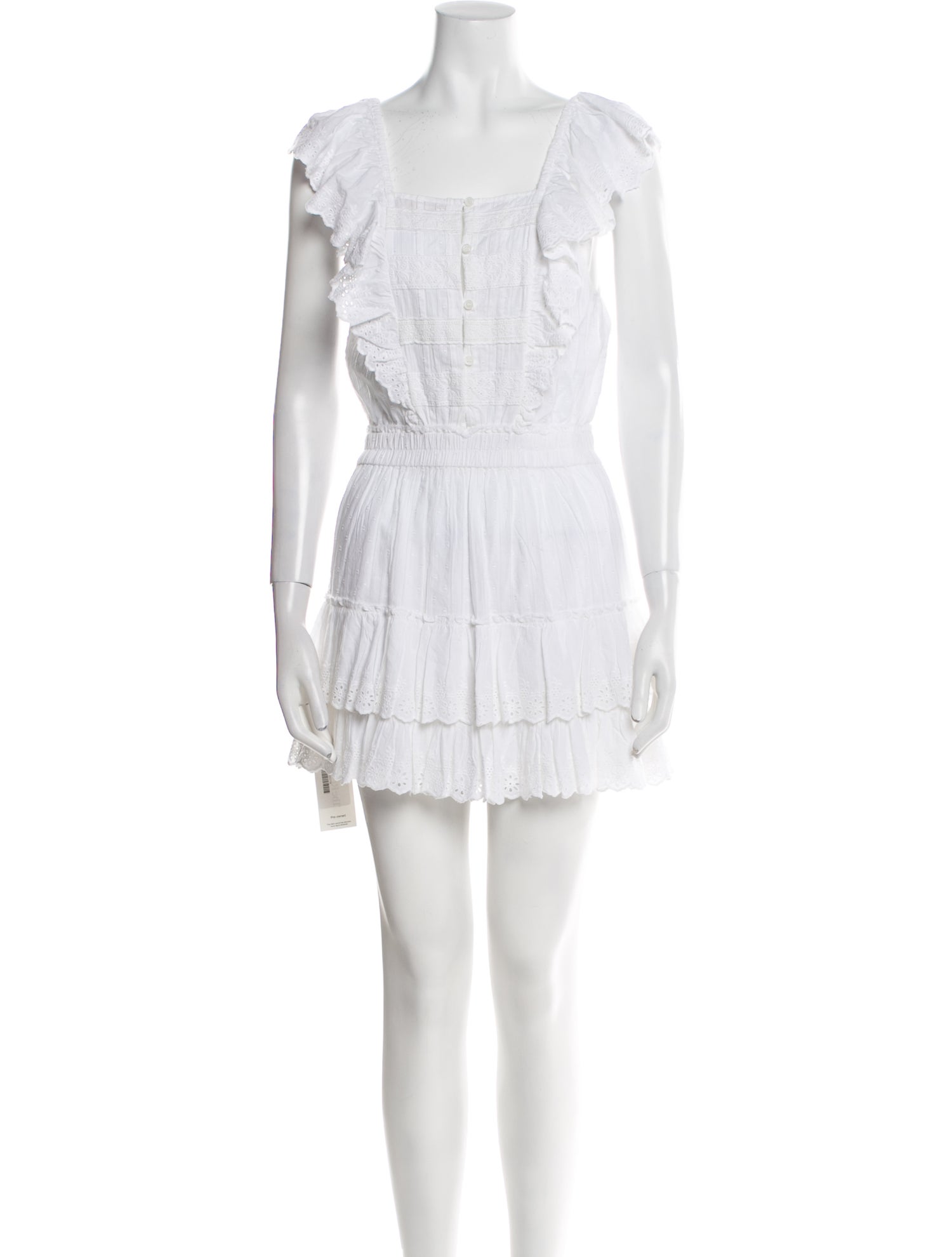 LoveShackFancy Square Neckline Mini Dress