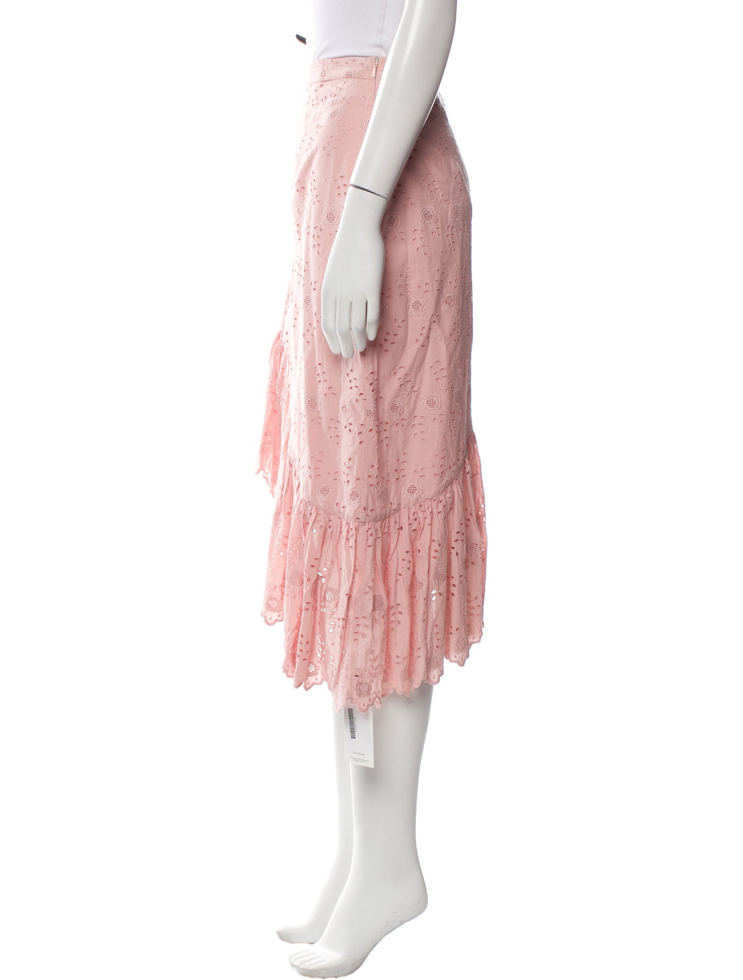 LoveShackFancy Eyelet Trim Midi Length Skirt