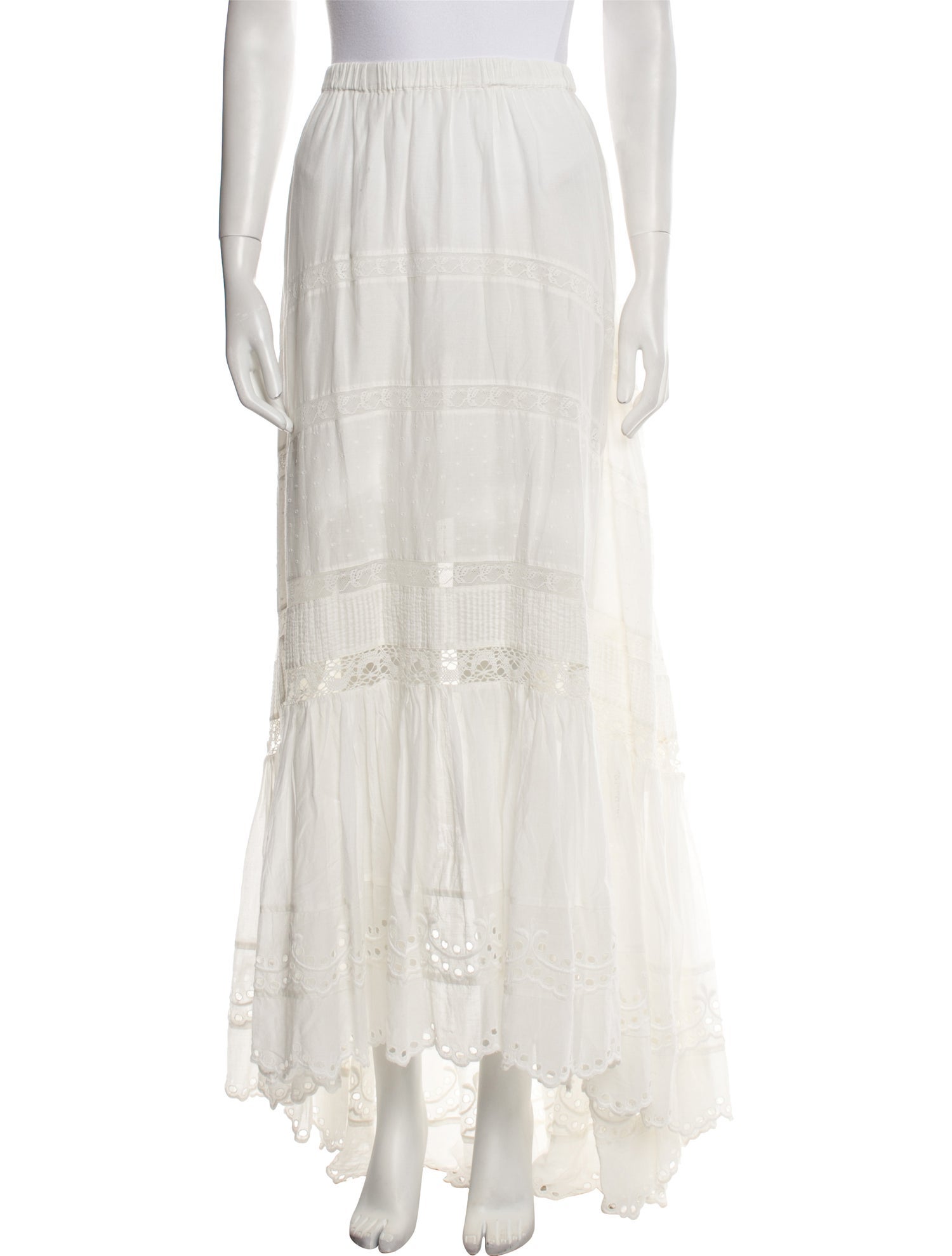 LoveShackFancy Ruffle Embellishment Midi Length Skirt