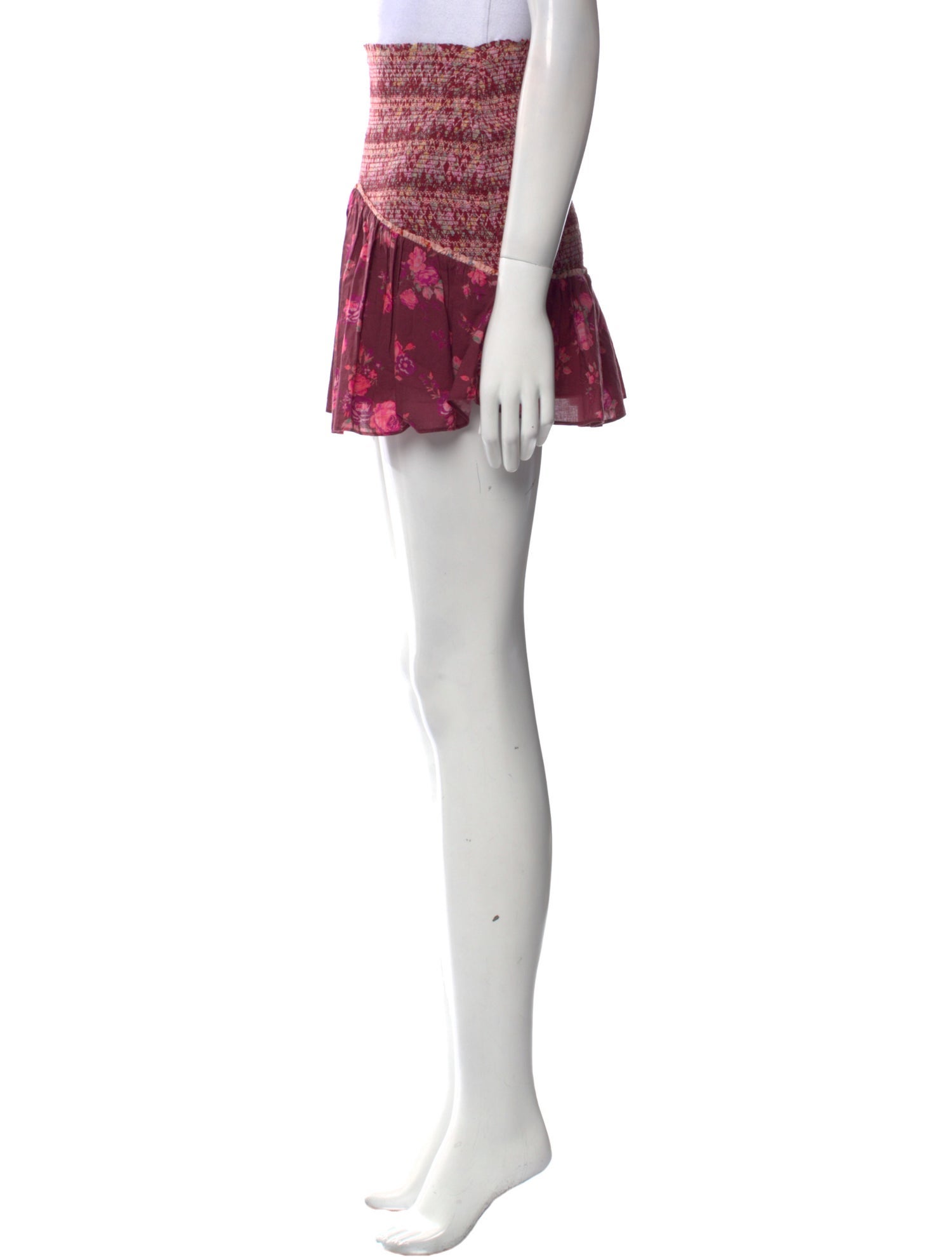 LoveShackFancy Floral Print Mini Skirt