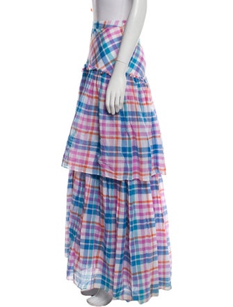 LoveShackFancy Plaid Print Long Skirt