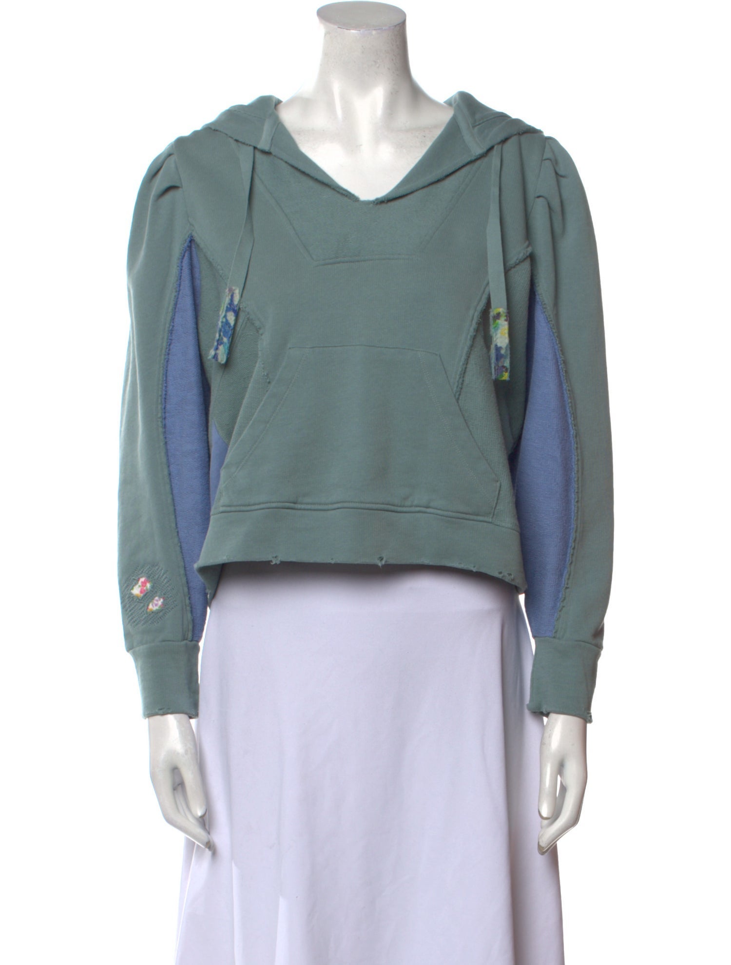 LoveShackFancy V-Neck Long Sleeve Sweatshirt