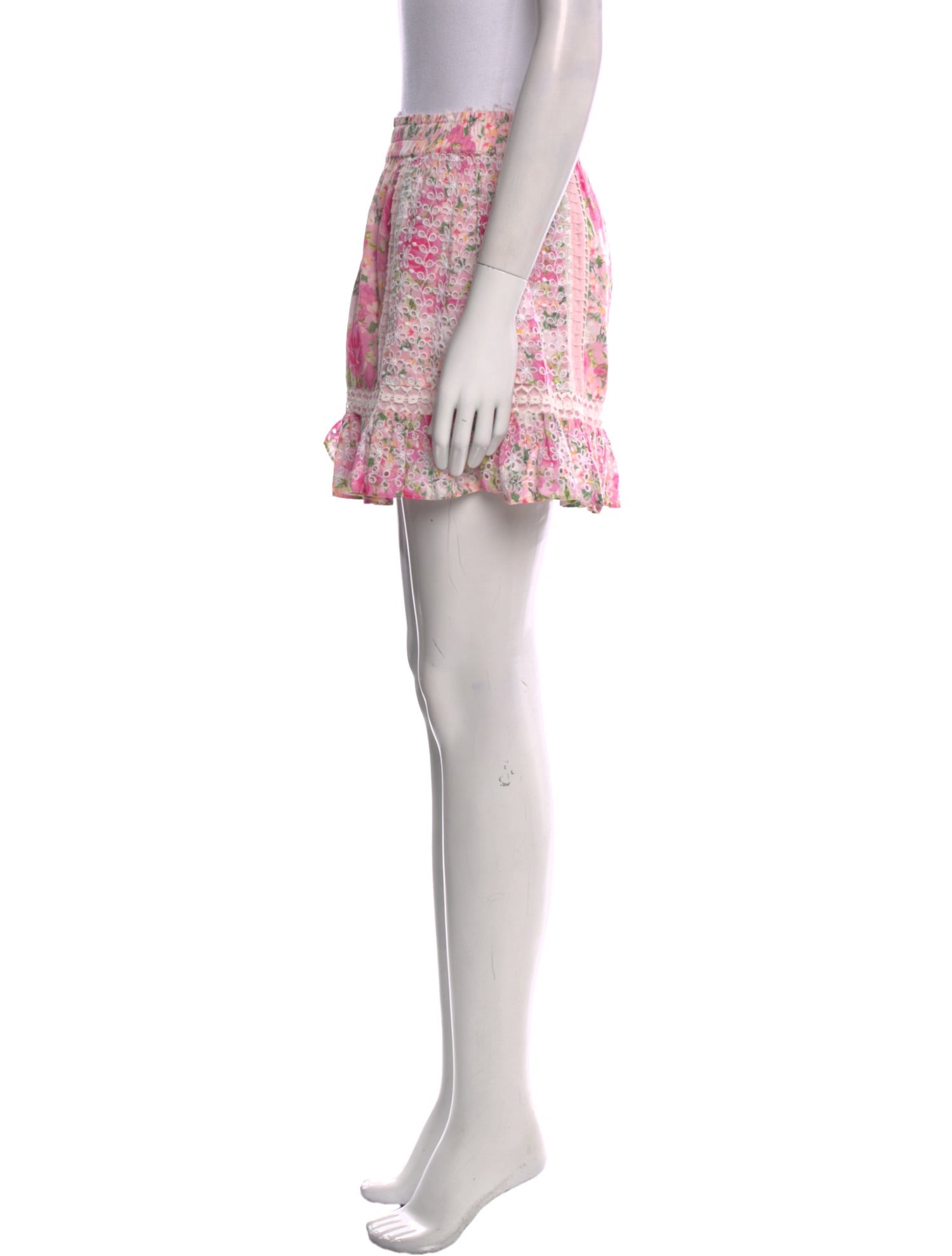 LoveShackFancy Floral Print Mini Skirt