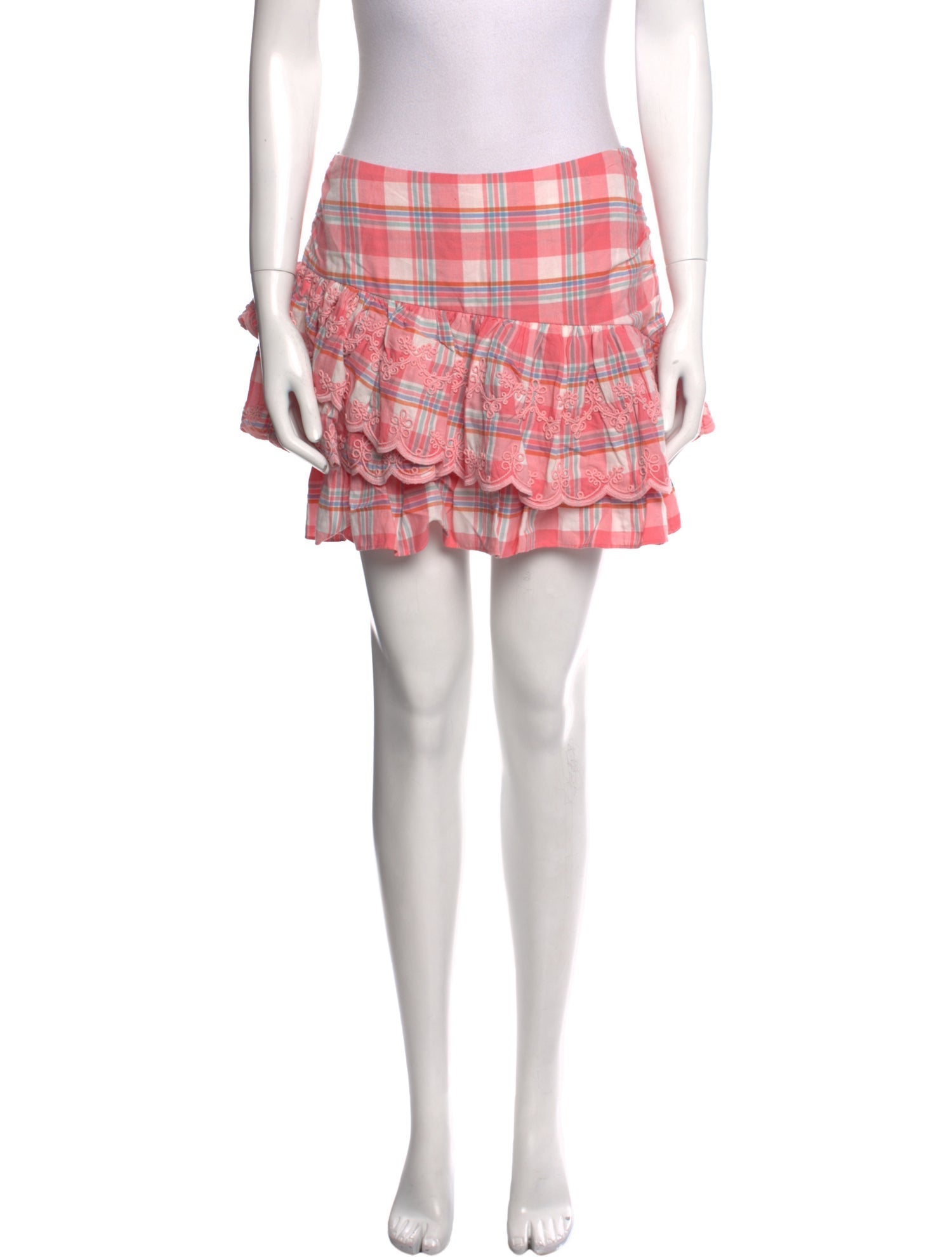 LoveShackFancy Plaid Print Mini Skirt