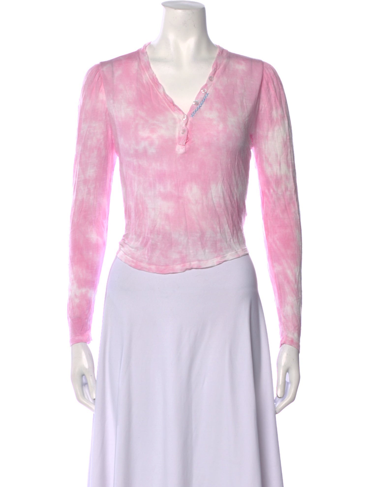 LoveShackFancy Tie-Dye Print V-Neck Crop Top