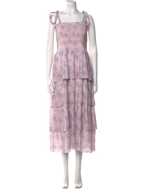 LoveShackFancy Floral Print Midi Length Dress