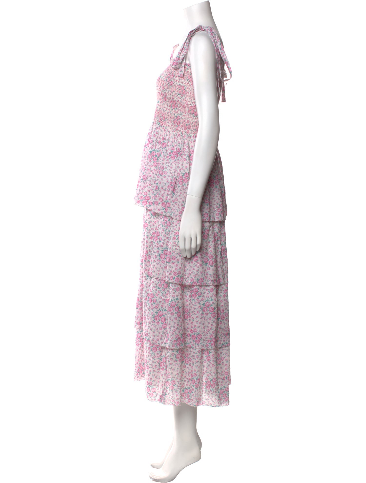 LoveShackFancy Floral Print Midi Length Dress