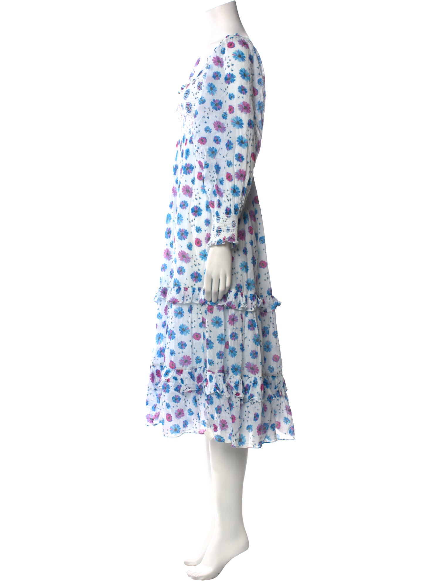 LoveShackFancy Floral Print Midi Length Dress