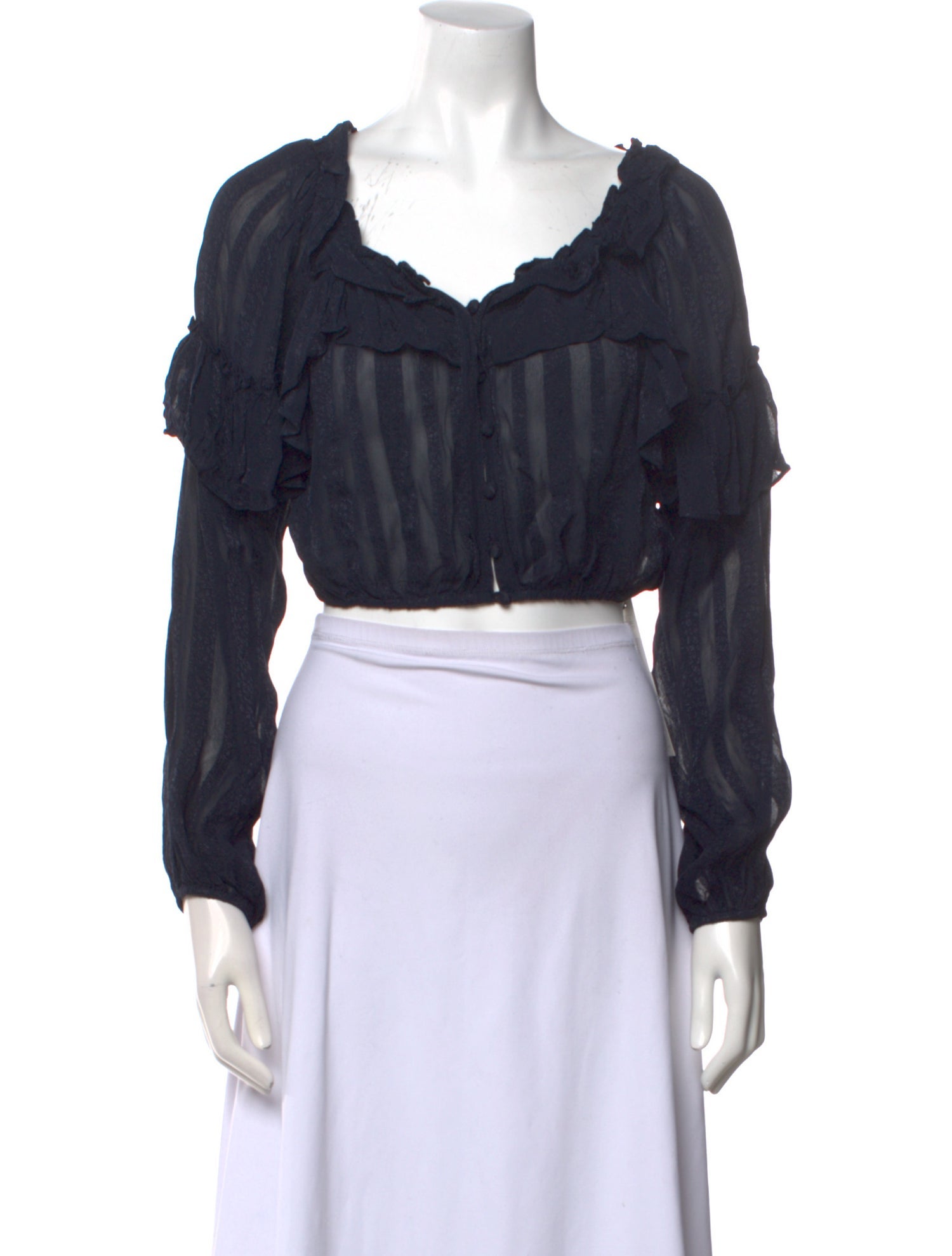 LoveShackFancy V-Neck Long Sleeve Crop Top