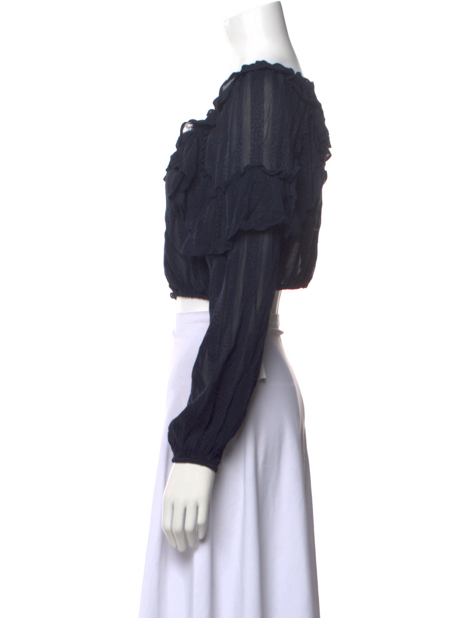 LoveShackFancy V-Neck Long Sleeve Crop Top