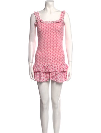 LoveShackFancy Floral Print Mini Dress