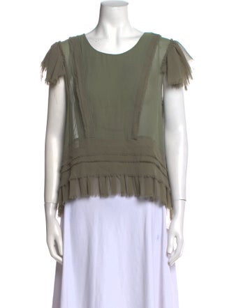 LoveShackFancy Silk Scoop Neck Blouse