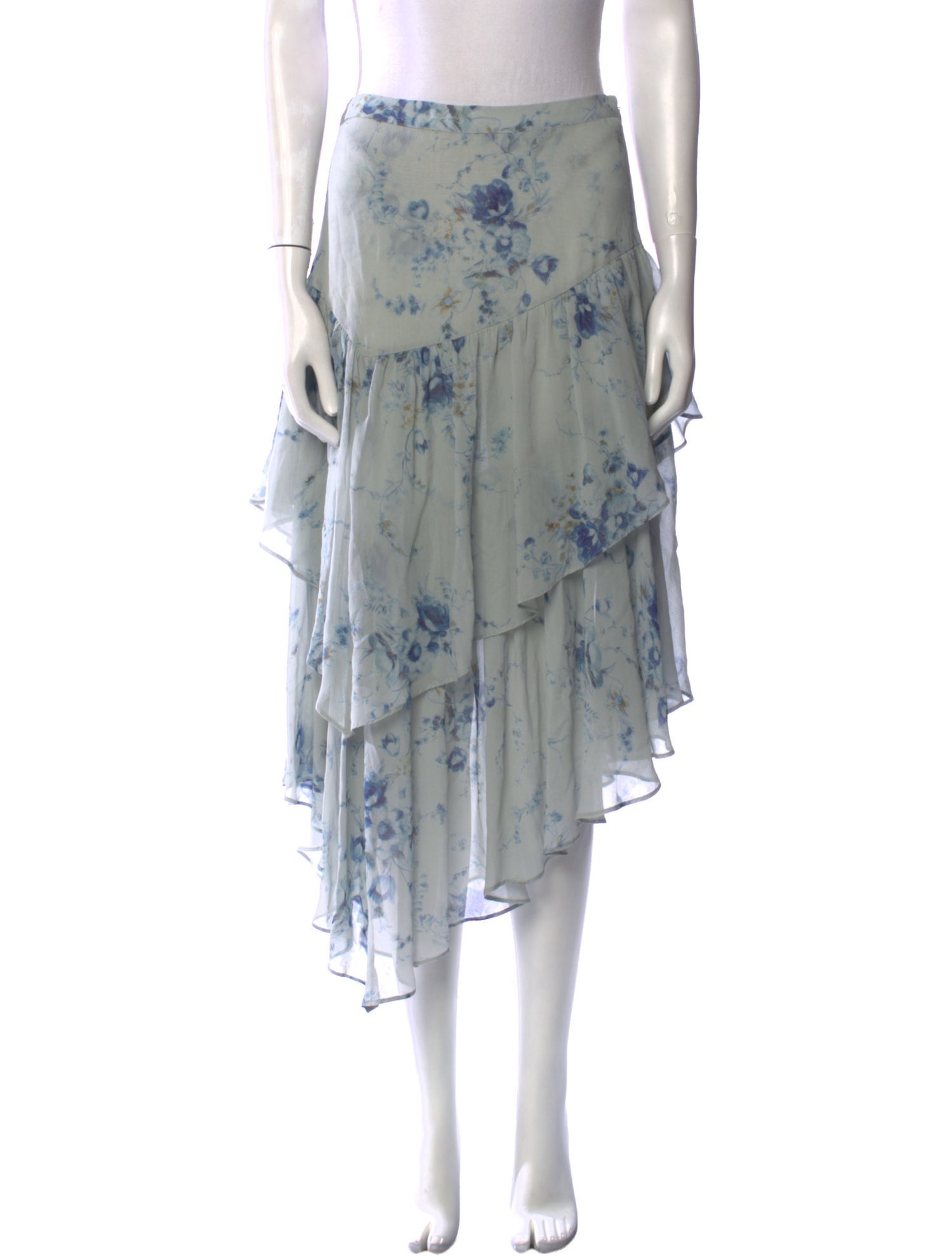 LoveShackFancy Silk Midi Length Skirt