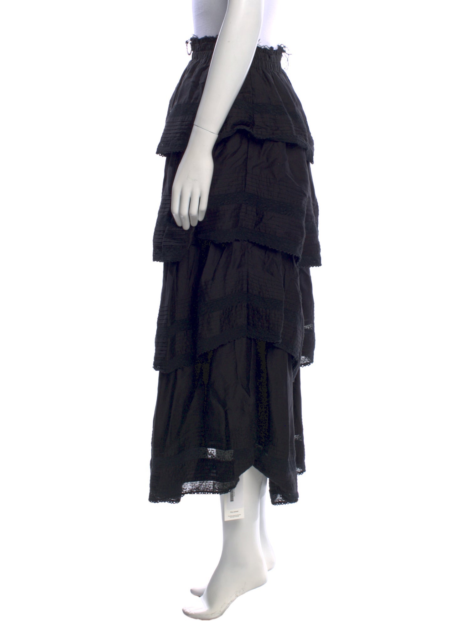 LoveShackFancy Raw-Edge Trim Midi Length Skirt