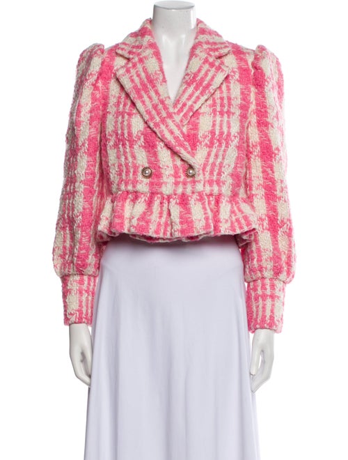 LoveShackFancy Wool Plaid Print Blazer