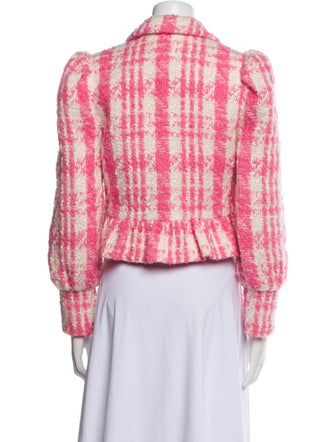 LoveShackFancy Wool Plaid Print Blazer