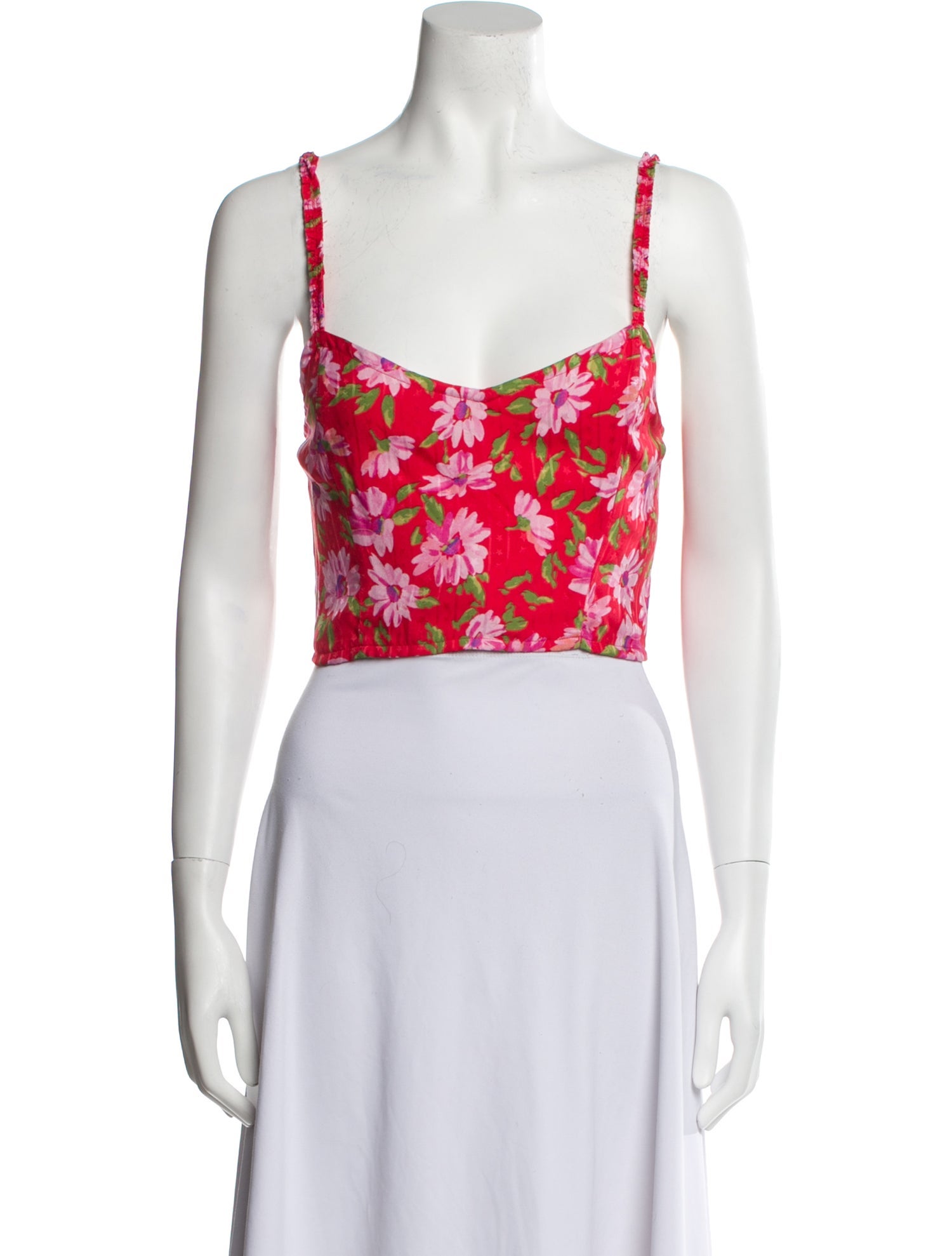 LoveShackFancy Floral Print Square Neckline Crop Top w/ Tags