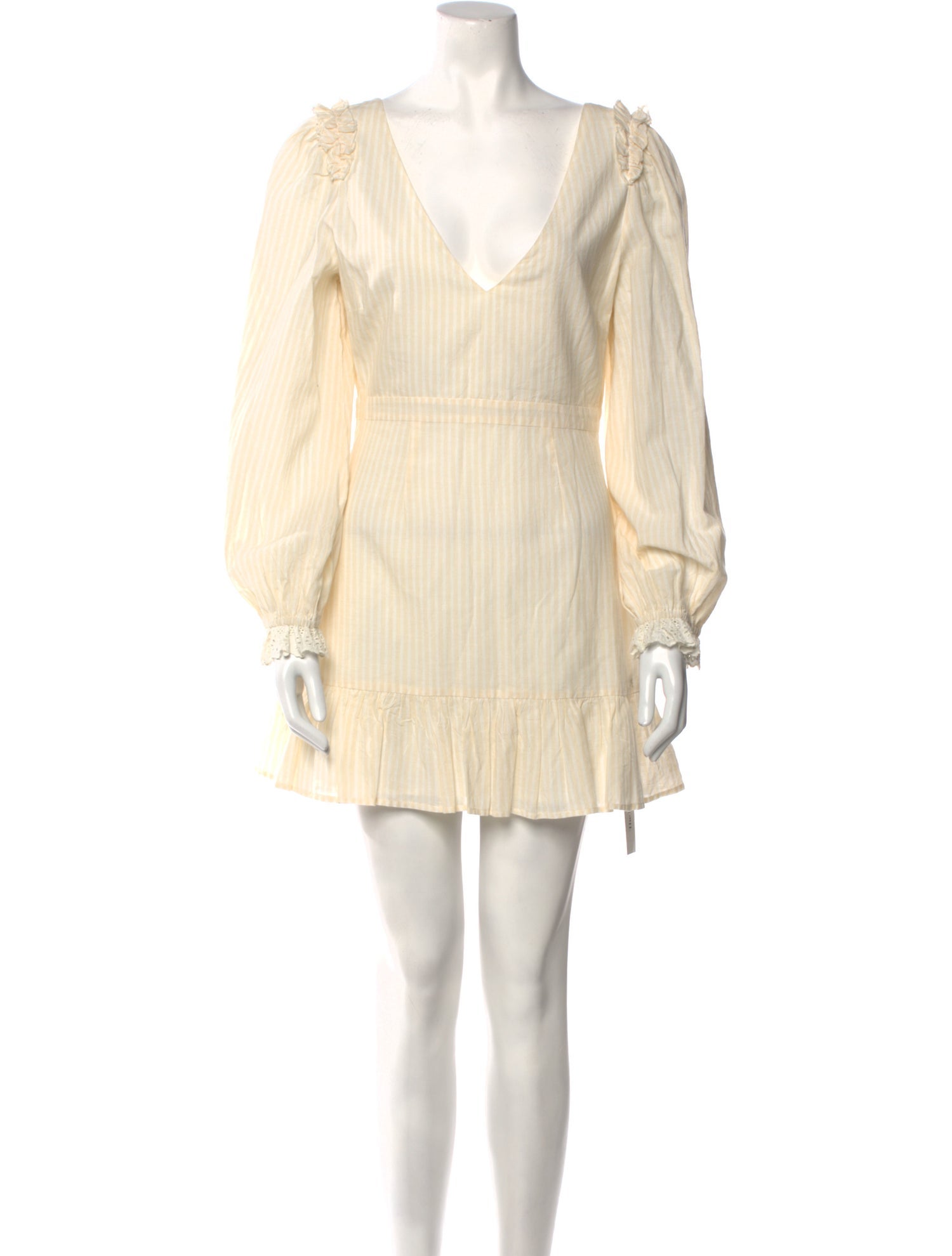 LoveShackFancy Plunge Neckline Mini Dress