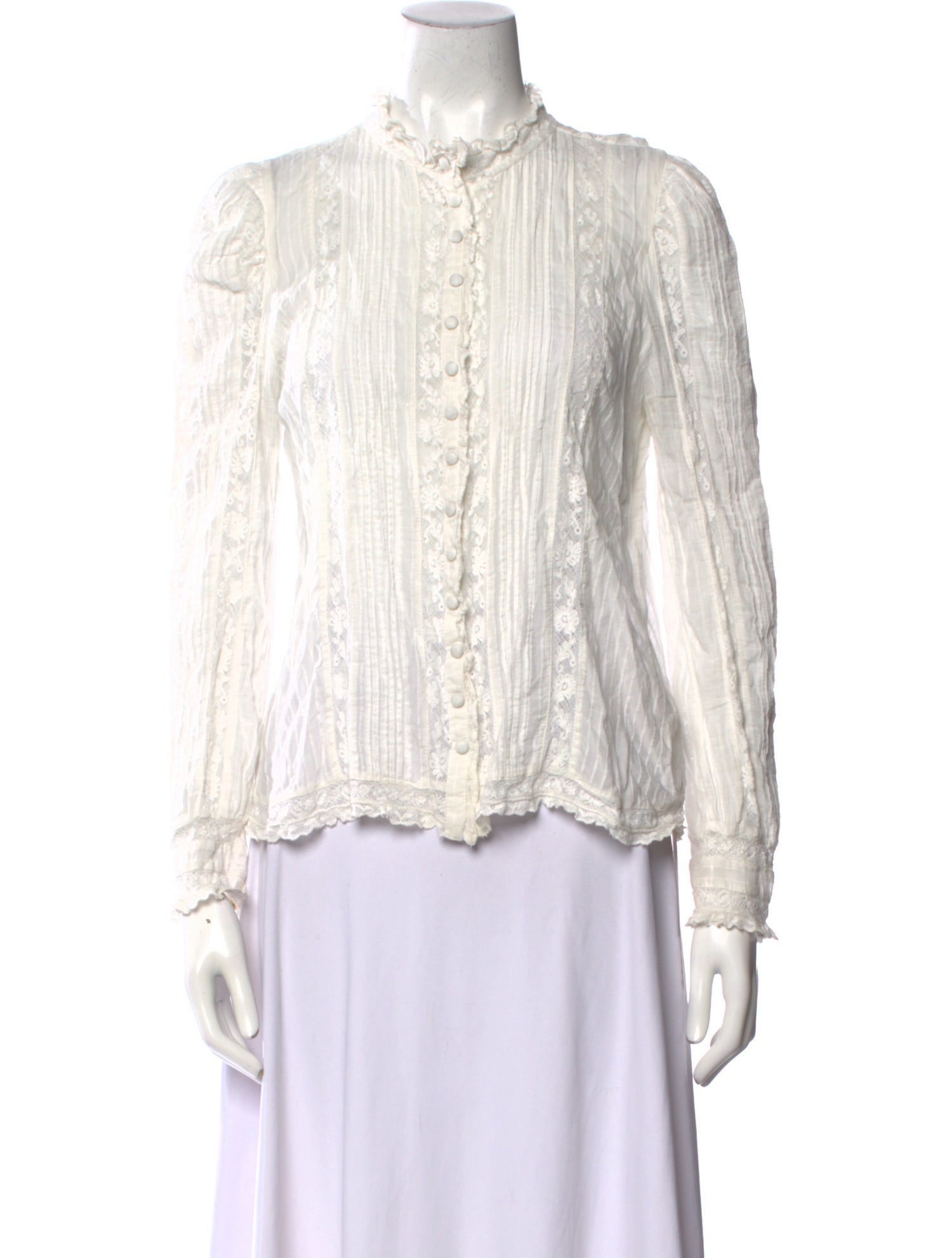 LoveShackFancy Mock Neck Long Sleeve Blouse