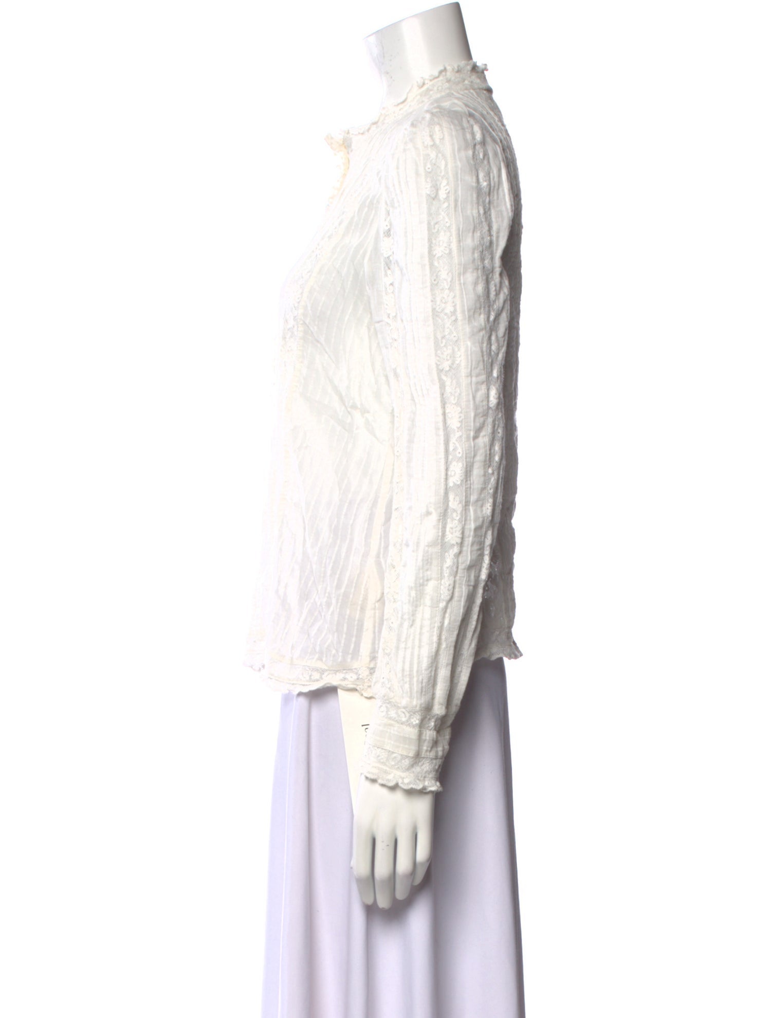 LoveShackFancy Mock Neck Long Sleeve Blouse