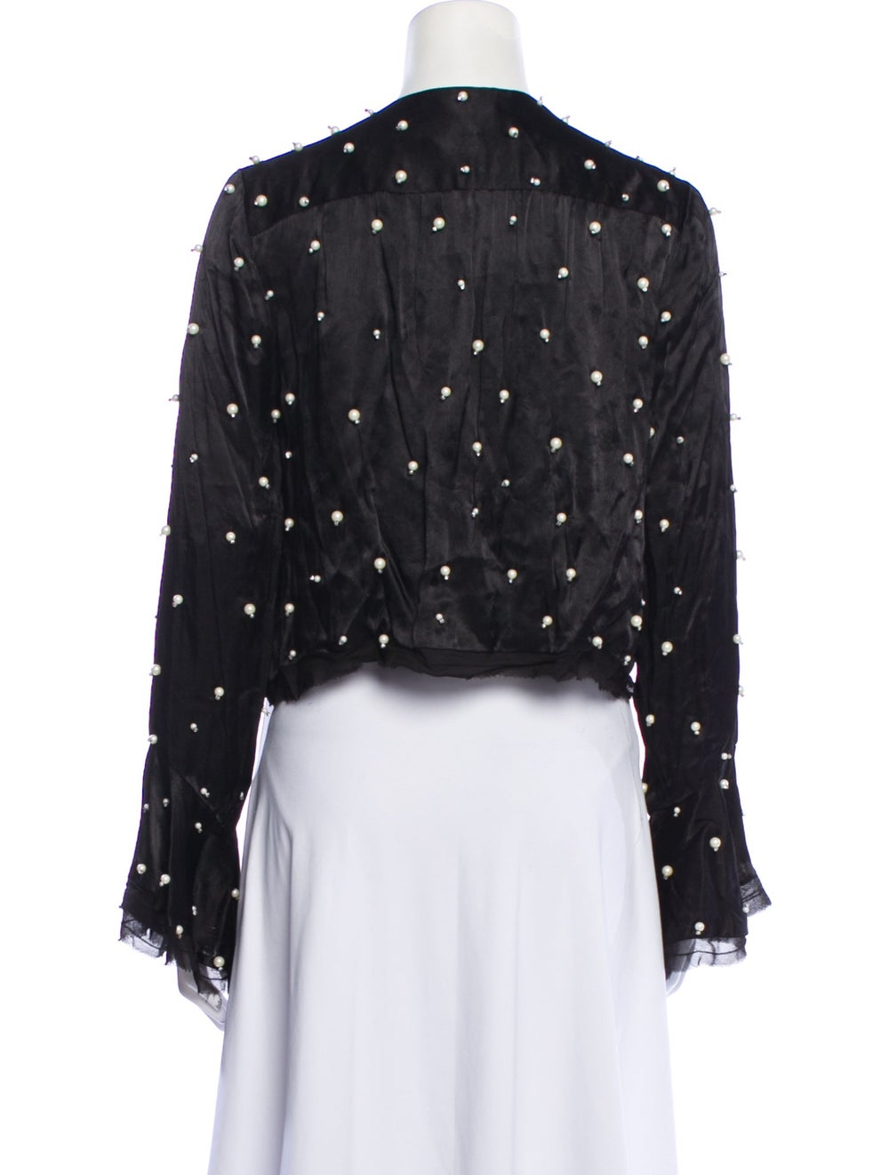 LoveShackFancy Evening Jacket Black Printed Beade… - image 3