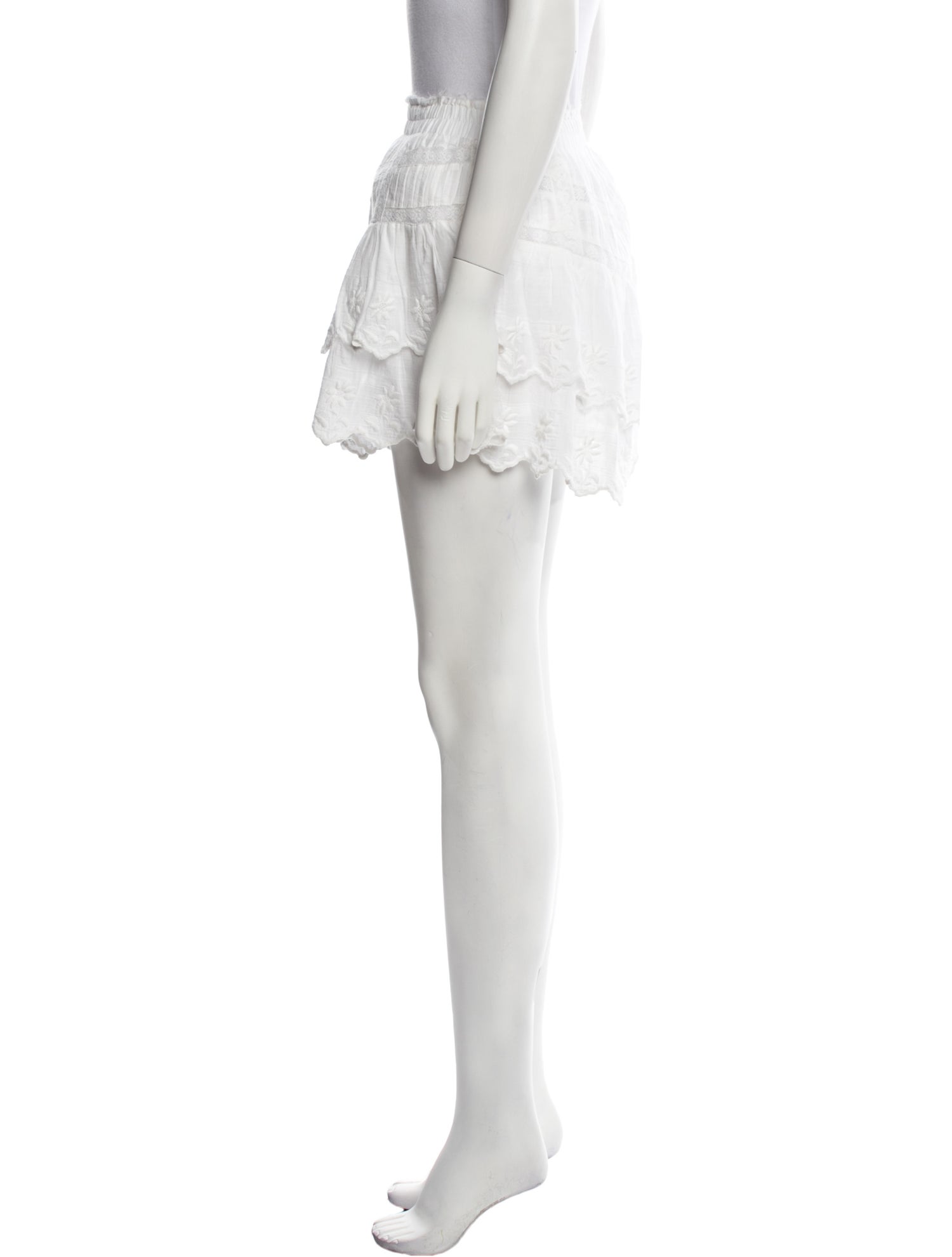 LoveShackFancy Embroidered Accent Mini Skirt