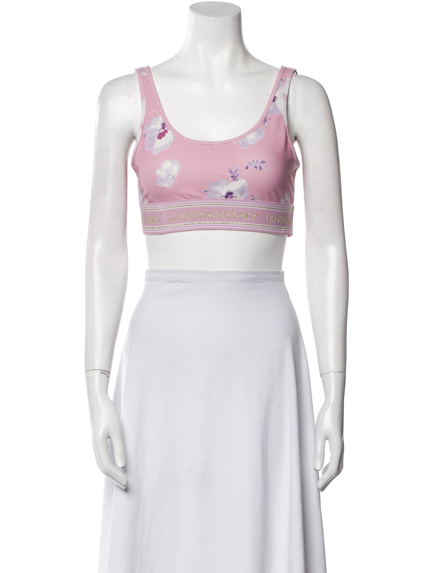 LoveShackFancy Printed Scoop Neck Crop Top