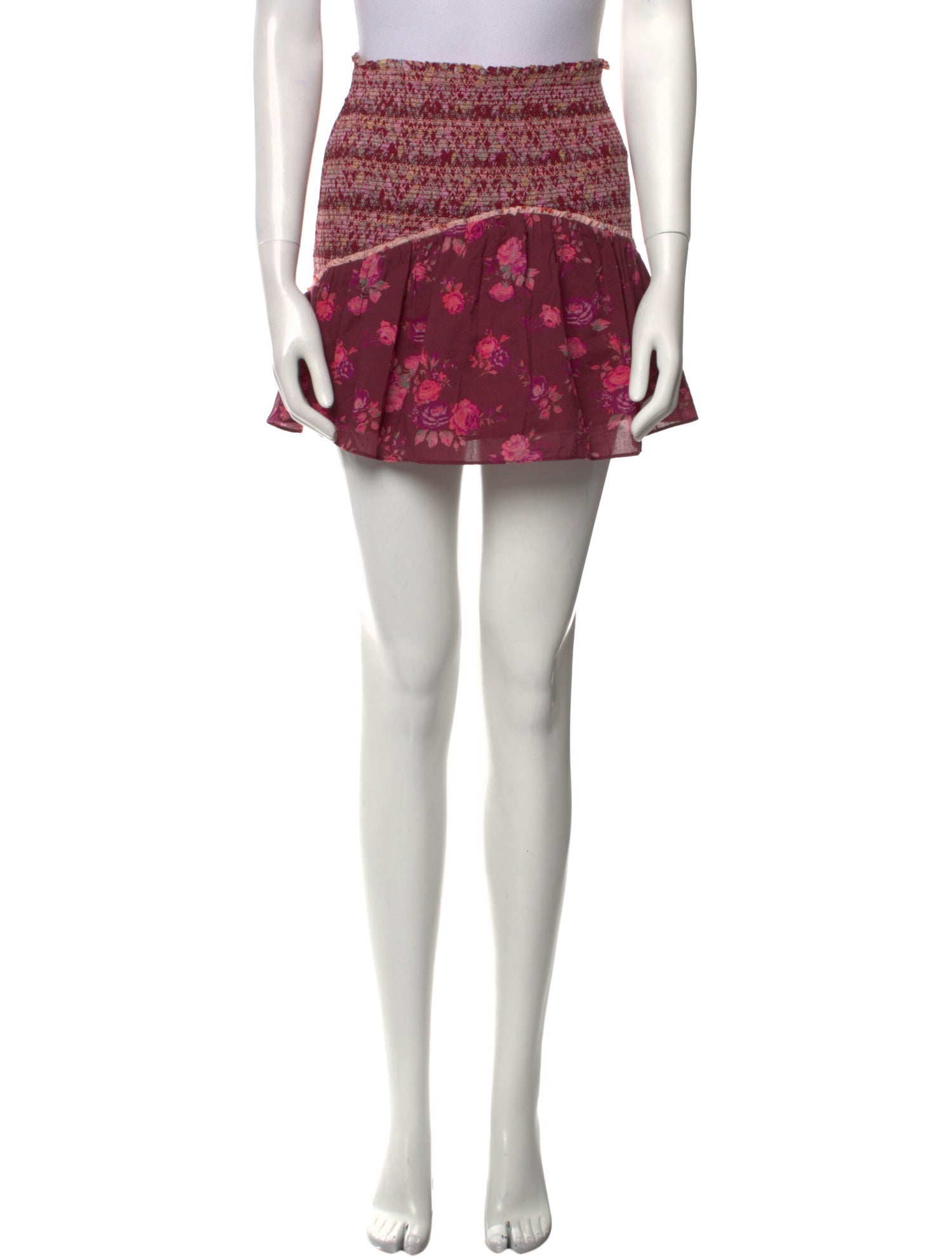 LoveShackFancy Floral Print Mini Skirt