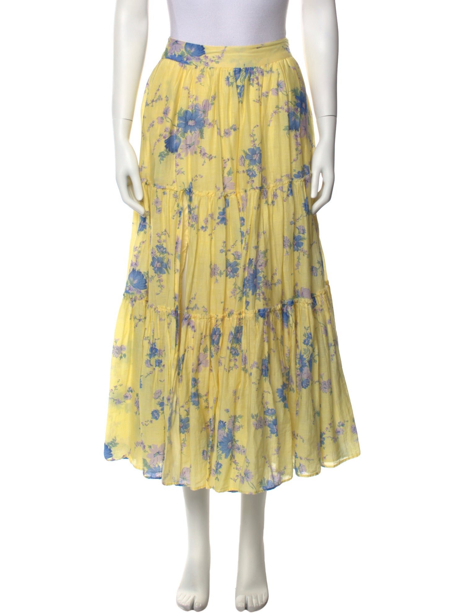 LoveShackFancy Floral Print Midi Length Skirt