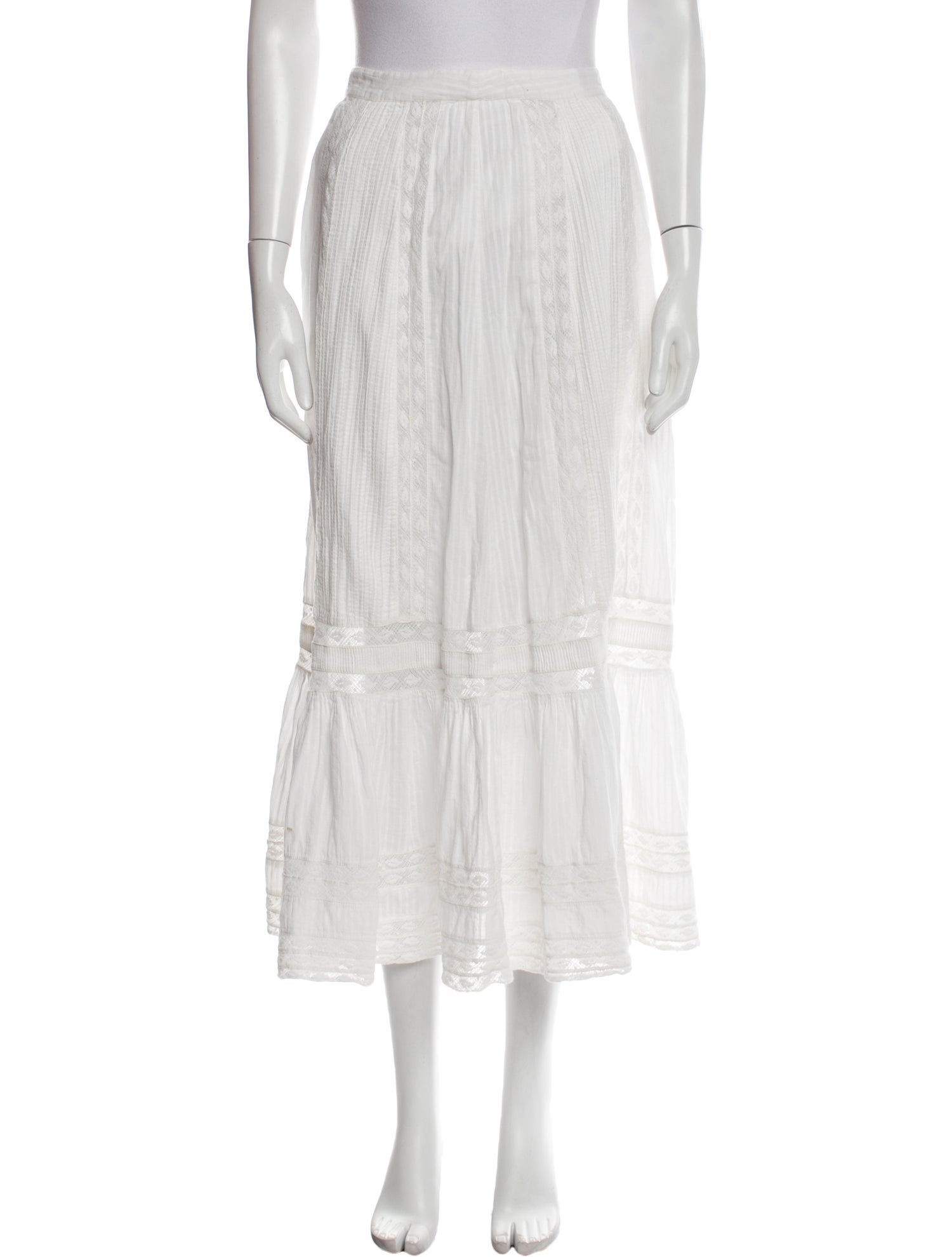 LoveShackFancy Lace Trim Embellishment Midi Length Skirt